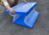 HDPE Katlanabilir Taşınma Kutuları Tekstil Kumaşları İçin Bağlı Kapağıyla Katlanabilir Kutu