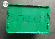 Geri Dönüşümlü Yeşil Plastik Saklama Kutuları Kapaklı Menteşeli, Ekli Kapaklar Kabı 500 X 330 X 236mm
