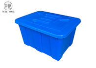 C614l Kapaklı İstiflenebilir Mavi Plastik Saklama Kapları / Kapak 670 * 490 * 390 Mm