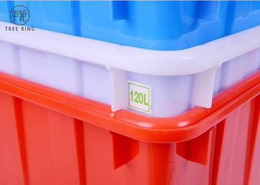W120l Baskılı İstiflenebilir Güçlü Plastik Saklama Kapları HDPE Enjeksiyon Kalıplı