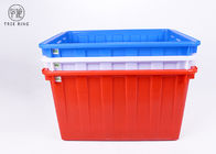 W140 Tekstil Plastik Kutu Kutuları, Mavi / Kırmızı Endüstriyel İstifleme Büyük Plastik Küvetler