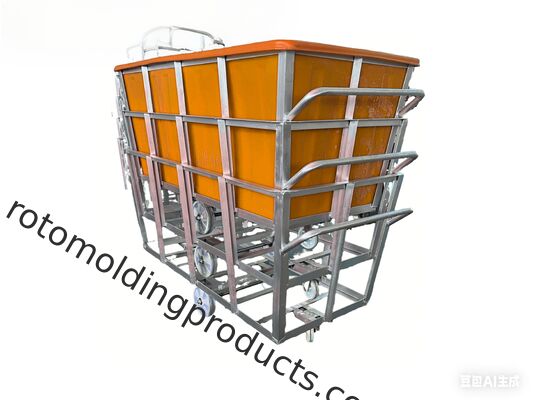 1300L Ergonomik Rotomolded Poly Box Kamyon Galvanizli Çelik Temelli Ağır Güçlü Kumaş Arabası